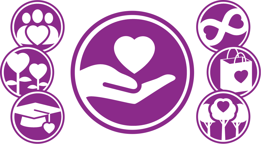 group of icons related to donating and helping