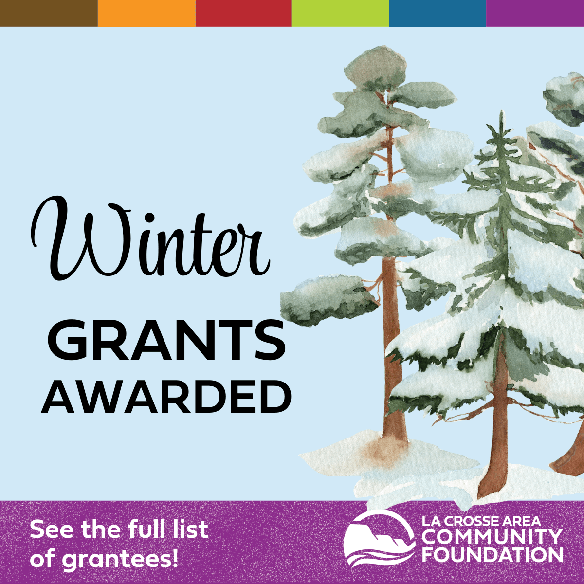 graphic that says winter grants awarded