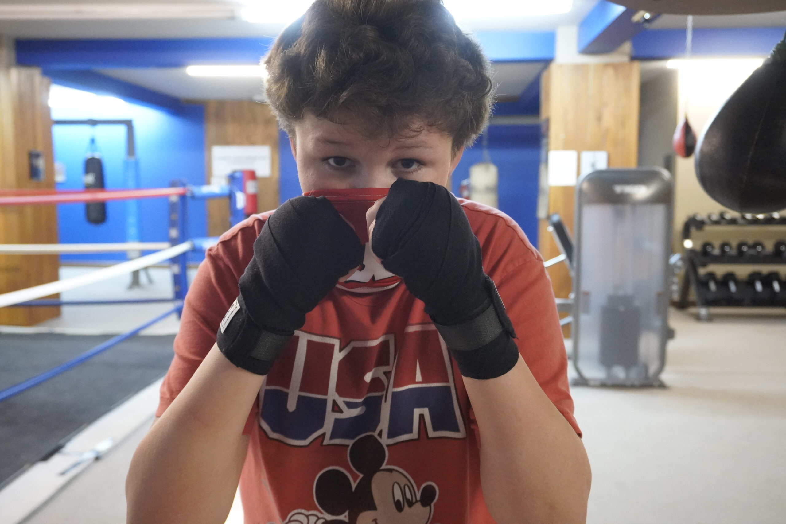 Student at The Good Fight puts up his dukes