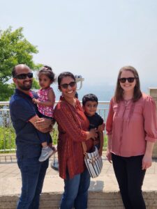 Savisesh-Malampallayil-and-Parvathi-Ganesh-family-with-Beth-Franklin
