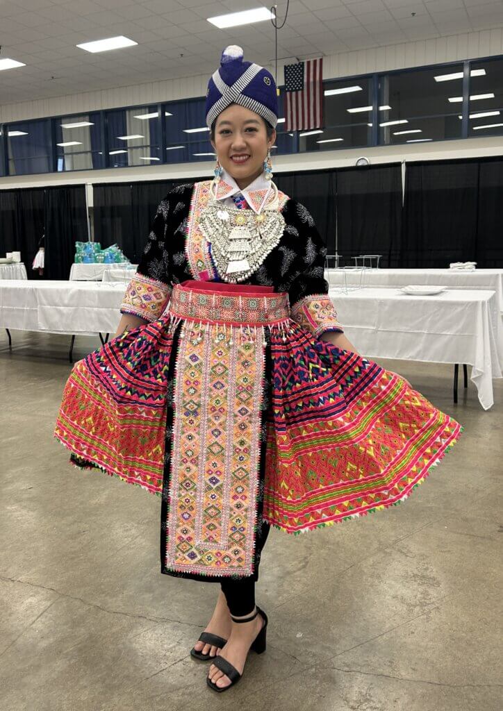 Valerie Hang wearing traditional Hmong attire.